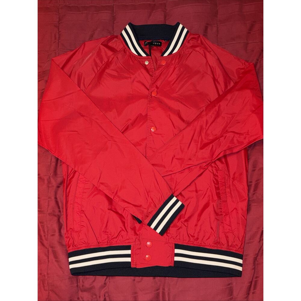 Five Four Mens' Medium Red Letterman Varsity Jacket Bomber Stadium “XIIAM” NWT